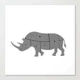 rhinoceros in abstract style with black and white lines Canvas Print