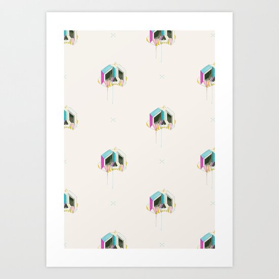 Sabertooth-Unicorn-Diamond-Skull Wallpaper Art Print