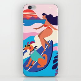 Surf dog and the girl iPhone Skin