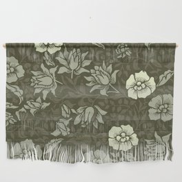 Arts and Crafts Inspired Floral Pattern Green Wall Hanging