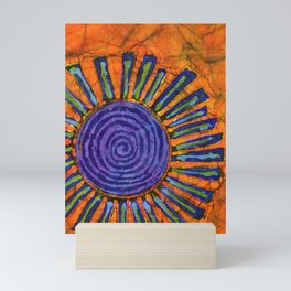Orange and purple Floral batik Mini Art Print