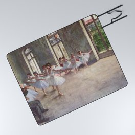 Ballet Rehearsal 1873 By Edgar Degas Reproduction by the Famous French Painter Dance Class Scene Picnic Blanket