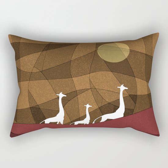 Beautiful warm giraffe family design Rectangular Pillow