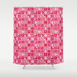 Red Floral Shower Curtain