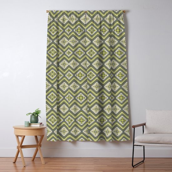 Bohemian Tribal Pattern Gray Tan And Apple Green Blackout