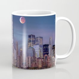 Long exposure Red Moon over Manhattan Mug