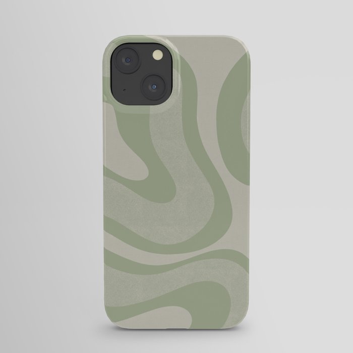 Textured Modern Liquid Swirl Abstract Pattern in Sage iPhone Case