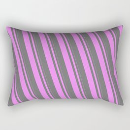 [ Thumbnail: Violet and Dim Grey Colored Pattern of Stripes Rectangular Pillow ]