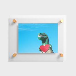 Tyrannosaurus Rex with Red Paper Heart Floating Acrylic Print