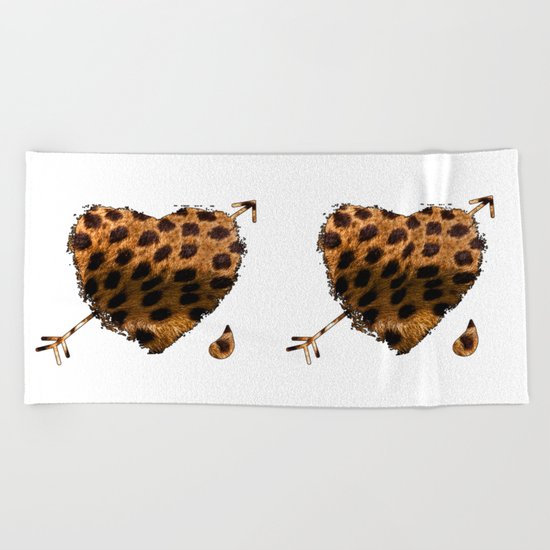 CHEETING HEART Beach Towel