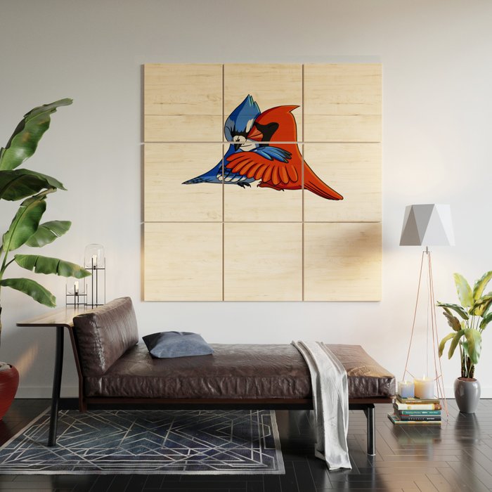 Blue Jay Bird Hugging Northern Cardinal Poster by alwe-designs