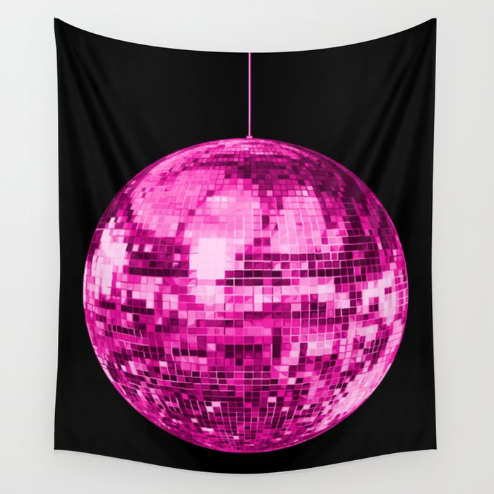 Pink Vintage Sparkling Disco Ball  Wall Tapestry