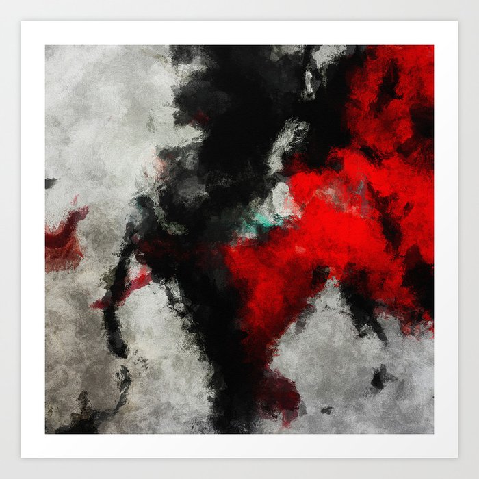 Black And Red Abstract Art Art Print By Aysetoyran Society6