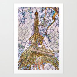 Eiffel Tower Mosaic Art Print