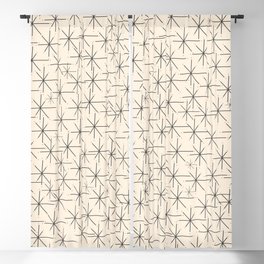 Stella - Atomic Age Mid Century Modern Starburst Pattern in Charcoal Gray and Almond Cream Blackout Curtain