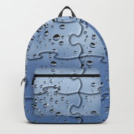 Puzzle in Blue with Raindrops Backpack