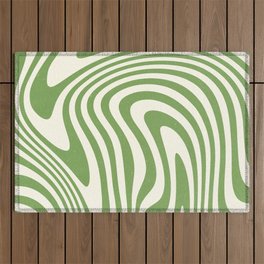 Abstract Swirl Retro 70s Green Sage Outdoor Rug