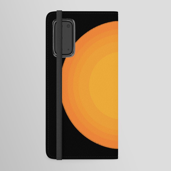 Mid-Century Modern Black Hole Sun Autumn Orange Sunrise Sunset Saturate Color Focal Point Minimalist Android Wallet Case