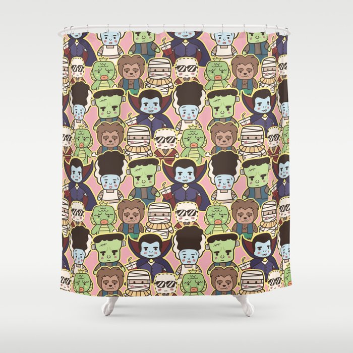 Kawaii Little Monsters Series 1 Pattern Print Shower Curtain