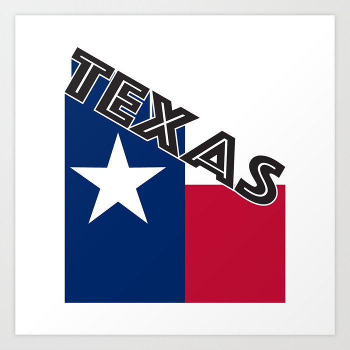 Texas Angled Flag Text Art Print