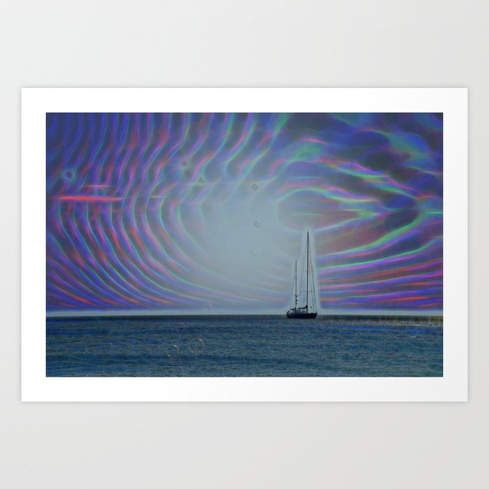 Glowing Sailboat Art Print