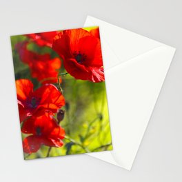 Red Poppies on green background #decor #society6 #buyart Stationery Card