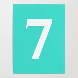 7 (WHITE & TURQUOISE NUMBERS) Poster