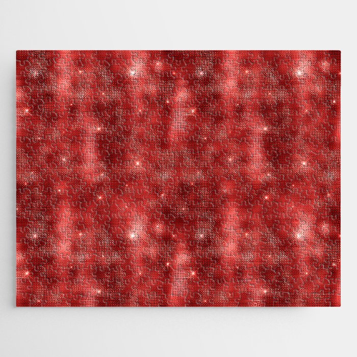 Glam Red Diamond Shimmer Glitter Jigsaw Puzzle