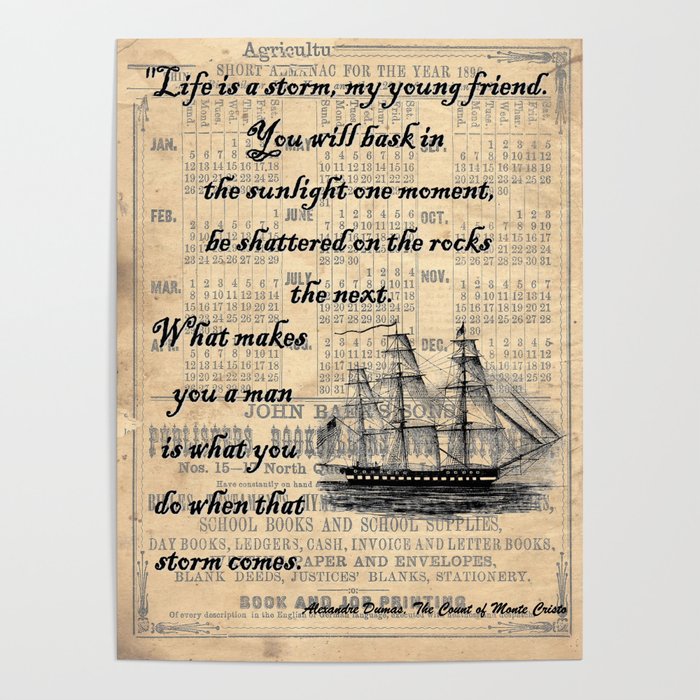 Count Of Monte Cristo Quote Poster By Paper Rescue Designs | Society6