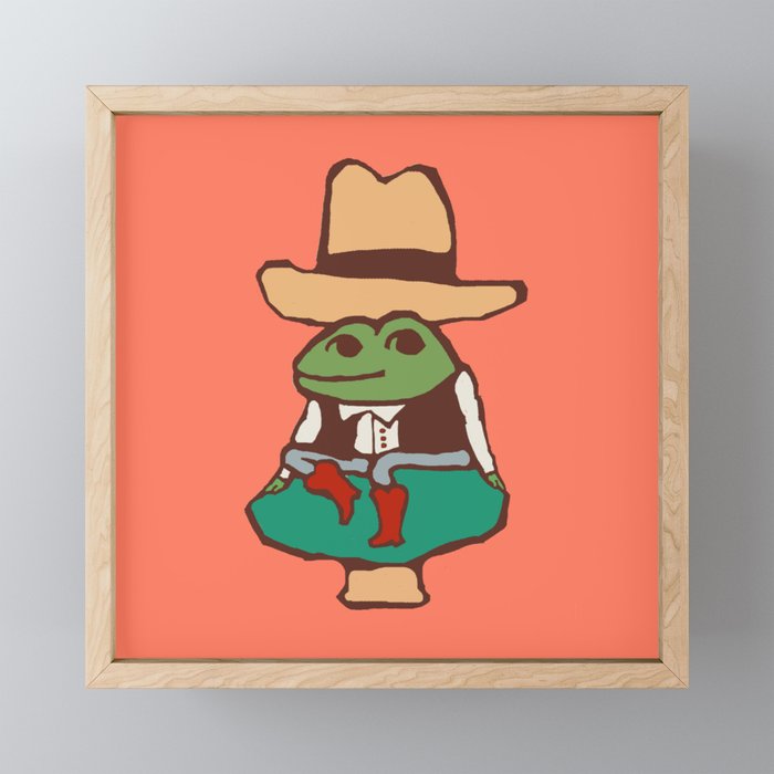 Cowboy On A Mushroom - Square Framed Mini Art Print