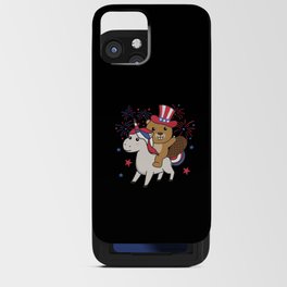 Beaver With Unicorn For Fourth Of July Fireworks iPhone Card Case