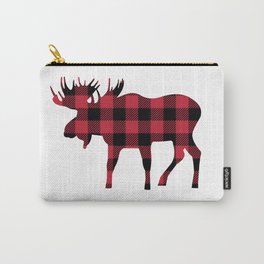 Moose Silhouette in Buffalo Plaid Carry-All Pouch