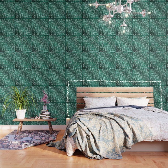 Green Shiny Mosaic Silver Canada Maple Leaf Wallpaper By