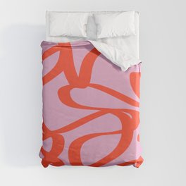 Pink Retro Lines Modern Abstract Brush Shapes Midcentury Line Shapes Vintage Duvet Cover