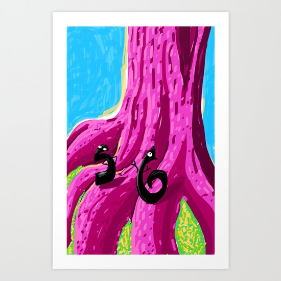 S & 6 Contemplate - With Determination - The Audacity of Climbing the Giant Magic Pink Tree Art Print