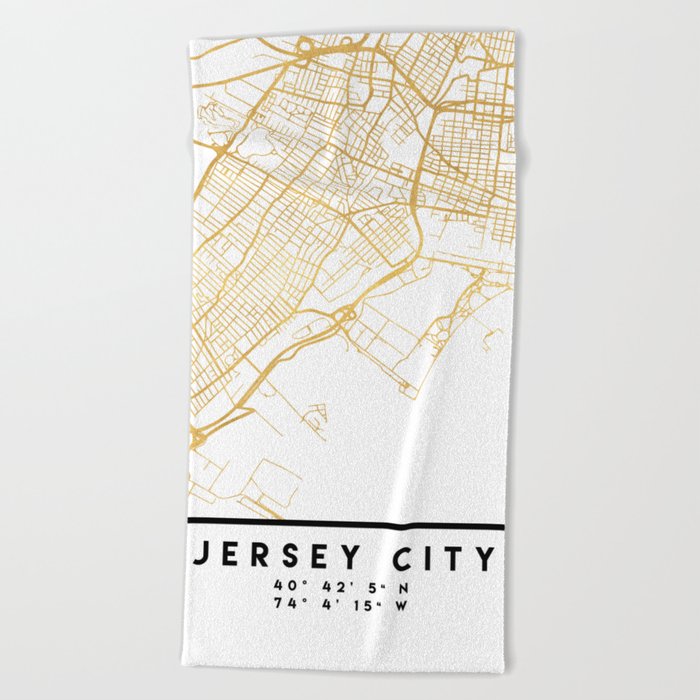 Jersey City New Jersey Street Map Art Beach Towel By Deificusart