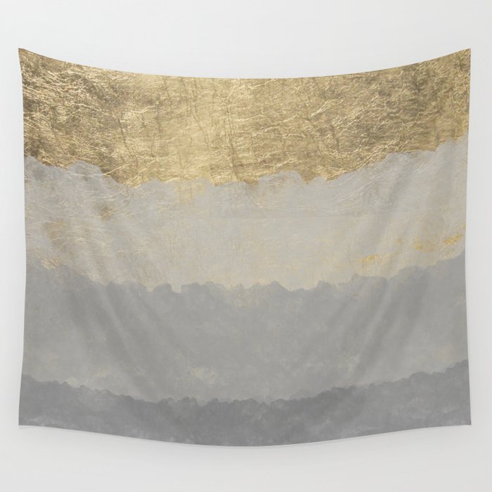 Geometrical ombre glacier gray gold watercolor Wall Tapestry
