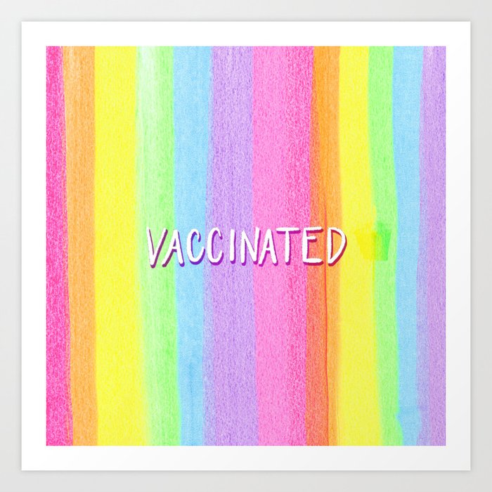 Vaccinated with Pastel Rainbow Stripes Art Print