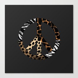 African Animal Pattern Peace Symbol Canvas Print