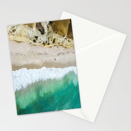 Beach Drone Photograph - Coastal shades of cream, sand, turmeric and turquoise Stationery Card