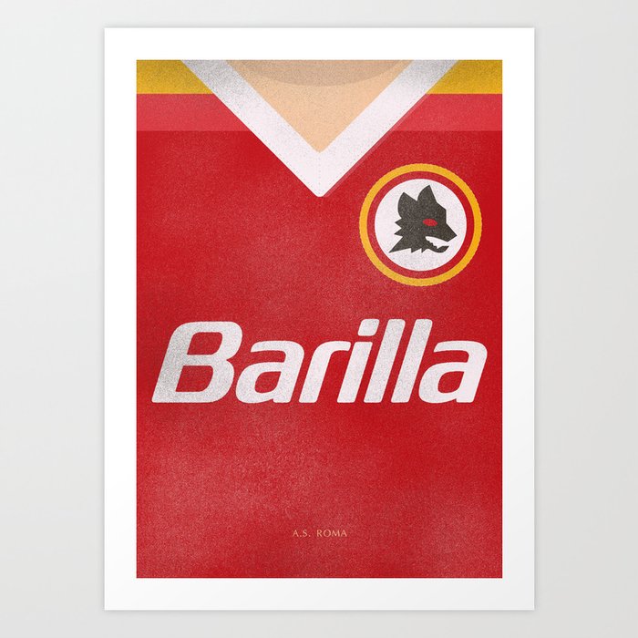 Vintage Serie A shirt, classic football jersey, retro football team kit, soccer Illustration AS Roma Art Print