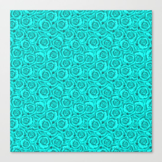 Roses . Neon turquoise . Canvas Print