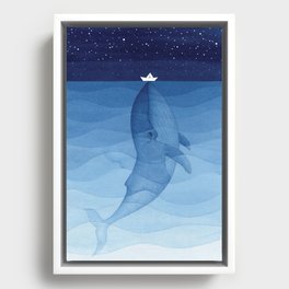 Whale blue ocean Framed Canvas