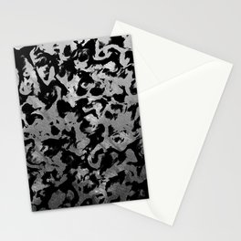 Modern Camouflage: Silver Grey and Black Artistic Expression Stationery Cards
