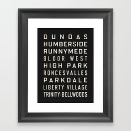 Vintage Bus Scroll Sign, Toronto Dundas to Trinity-Bellwoods Framed Art Print