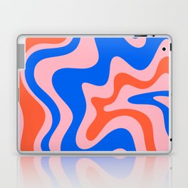 Retro Liquid Swirl Abstract Pattern in Pink, Red-Orange, and Bright Blue Laptop Skin