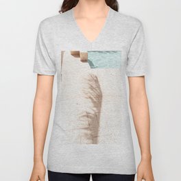 Palm Shadow | pool summer tree travel photography blue water art Unisex V-Neck