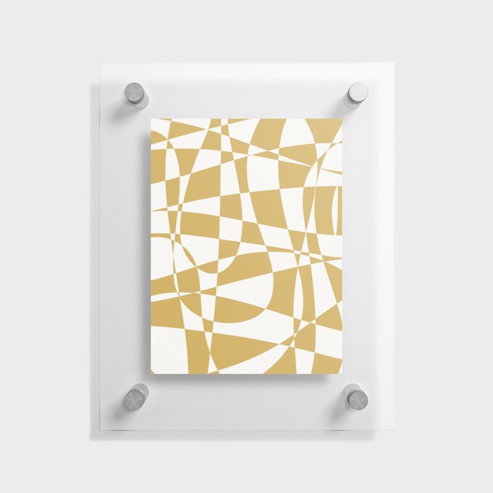 Deconstructed Harlequin Midcentury Modern Abstract Pattern in Mustard Gold Floating Acrylic Print