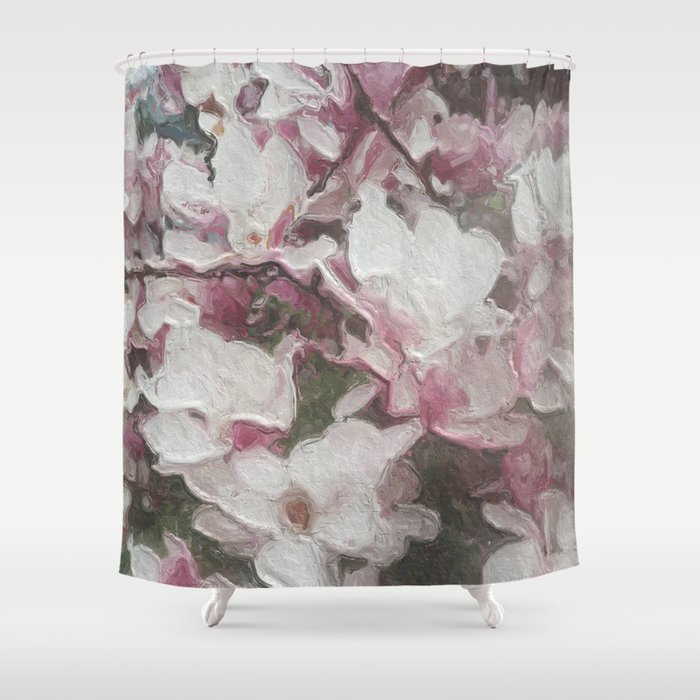 Magnolia Blooms in the Rain Shower Curtain