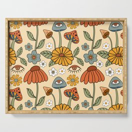 70s Psychedelic Mushrooms & Florals Serving Tray